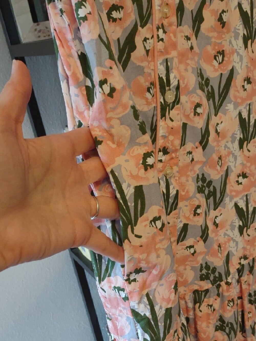 Drop Waist Floral Button-Front Ruffle Dress - Picture 5 of 7